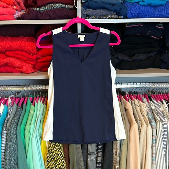 J Crew navy and white sleeveless top size 0​ - Picture 1 of 3